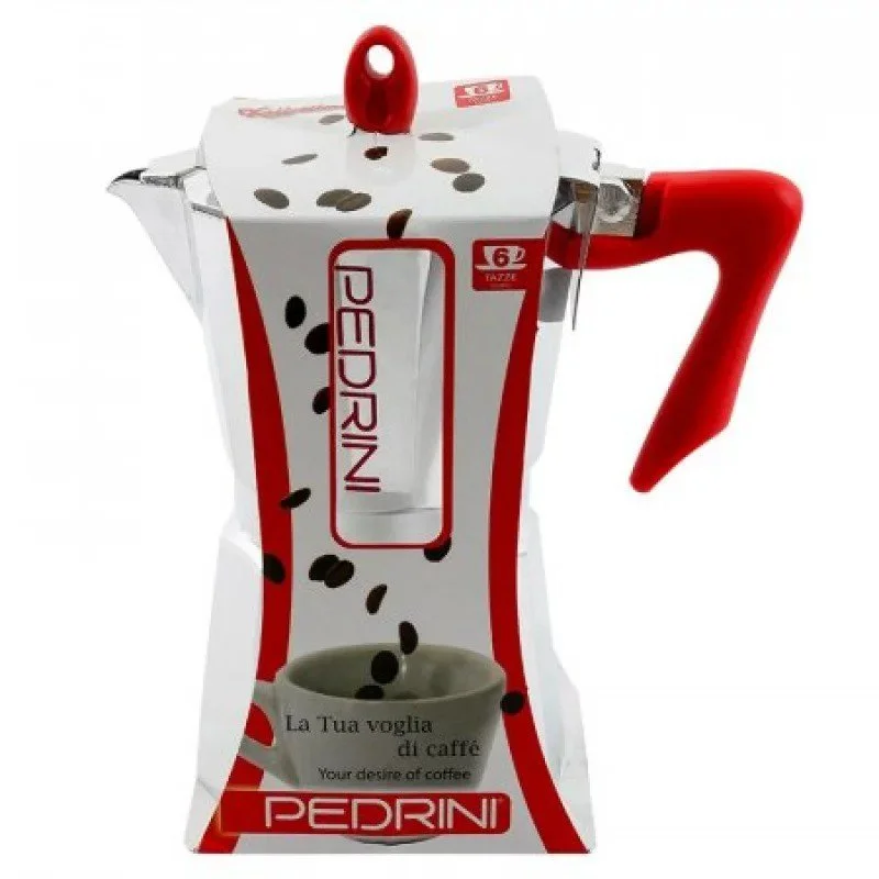 Cafetera aluminio abrillantad 6 tazas roja pedrini (p9084) miniatura 2