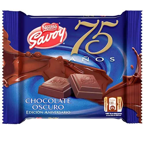 Chocolate carre 75 años oscuro savoy 100gr 1x10 miniatura 2