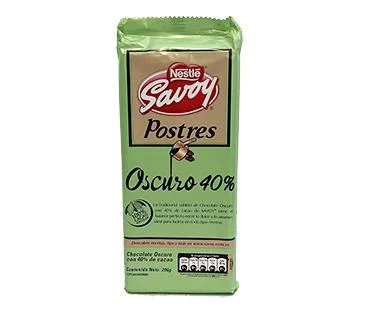Chocolate postre oscuro 40% savoy 200 gr 1x4 miniatura 1