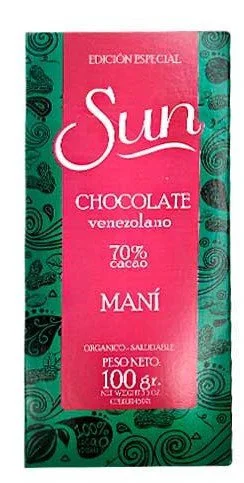 Chocolate venezolano mani 70% cacao sun 100 gr miniatura 2