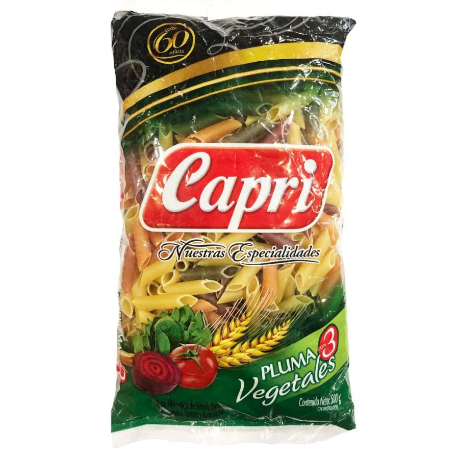 Pasta pluma con vegetales capri 500 gr miniatura 2