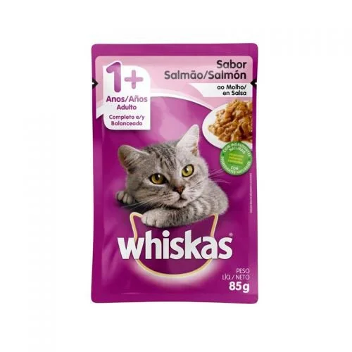 Sachet p/gato adulto sabor salmon en salsa whiskas 85 gr miniatura 2