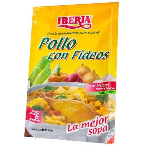 Sopa pollo c/fideos iberia 65gr miniatura 1