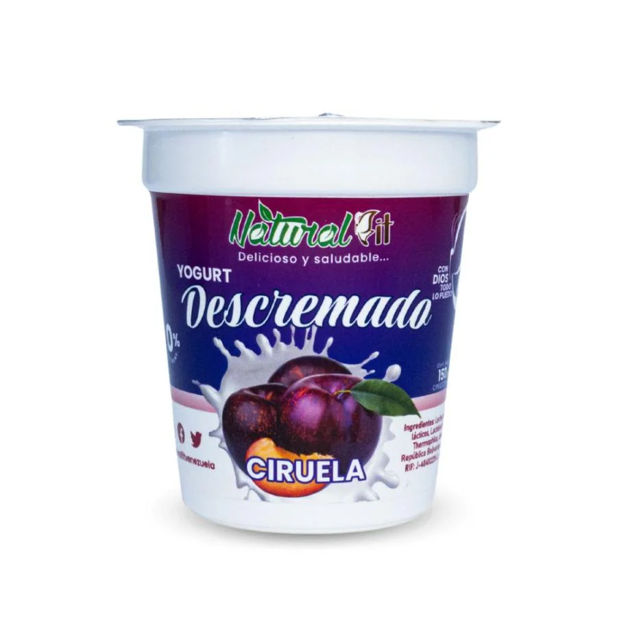 Yogurt descremado ciruela natural fit 150 gr miniatura 1