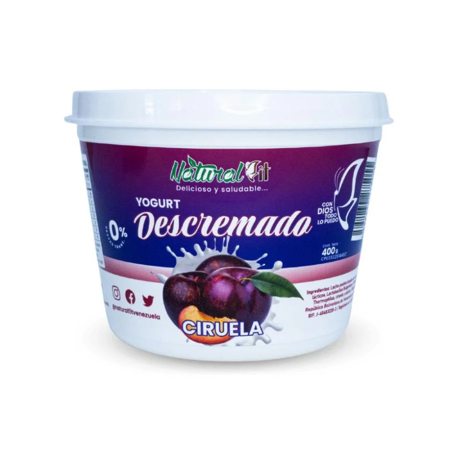 Yogurt descremado ciruela natural fit 400gr miniatura 1