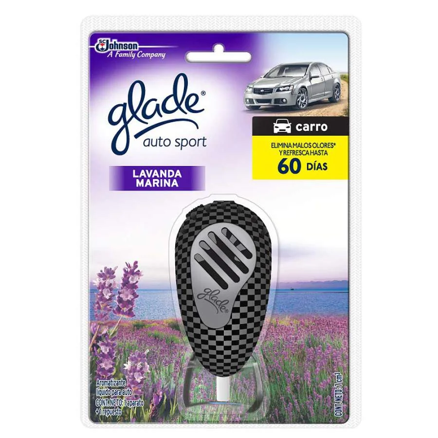 Glade auto sport aparato + respuesto lavanda marina 7 ml 1x6