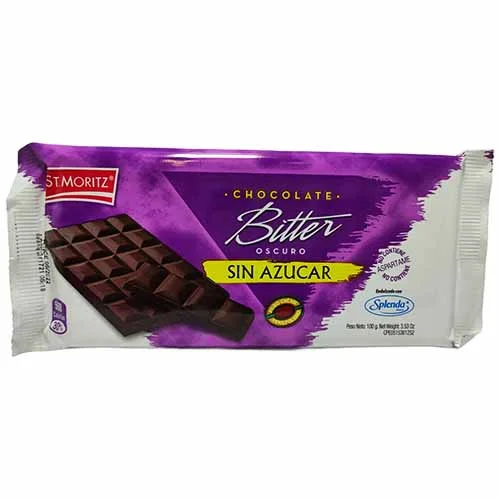 Chocolate bitter sin azucar con splenda st. moritz 100 gr miniatura 2