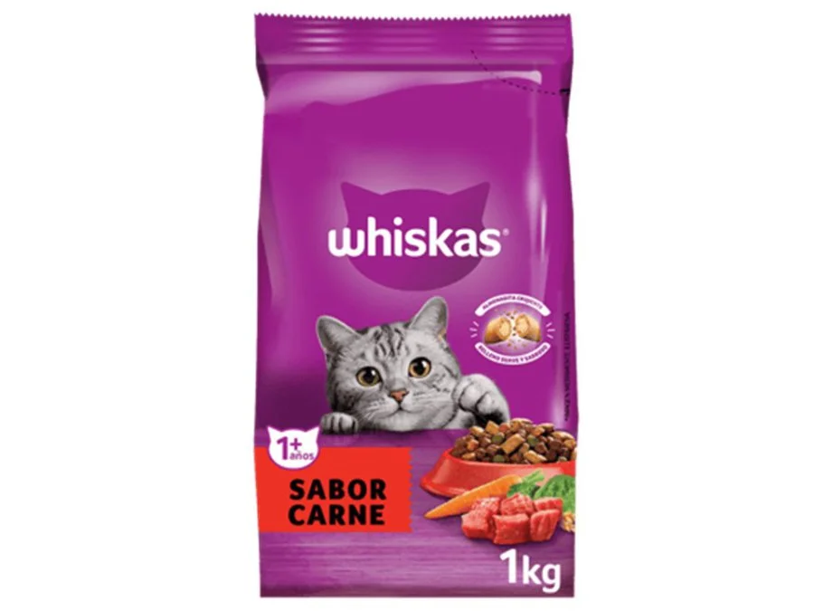 Alimento p/gato sabor a carne whiskas 1 kg miniatura 1