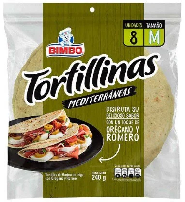 Tortillas mediterraneas oregano y romero bimbo 330gr