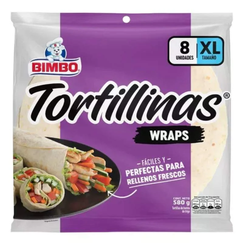 Tortillas rapiditas wraps xl bimbo 580 g. miniatura 2