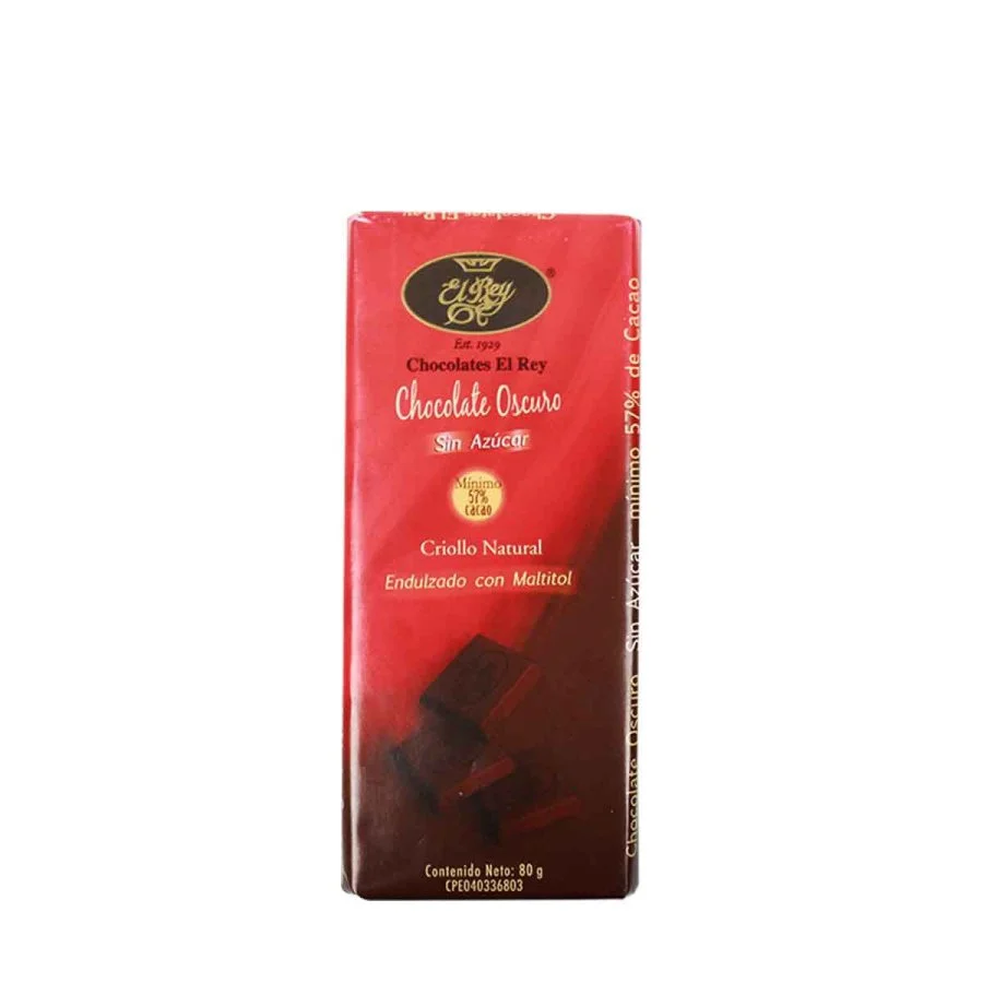 Chocolate oscuro sin azucar el rey 80gr miniatura 2