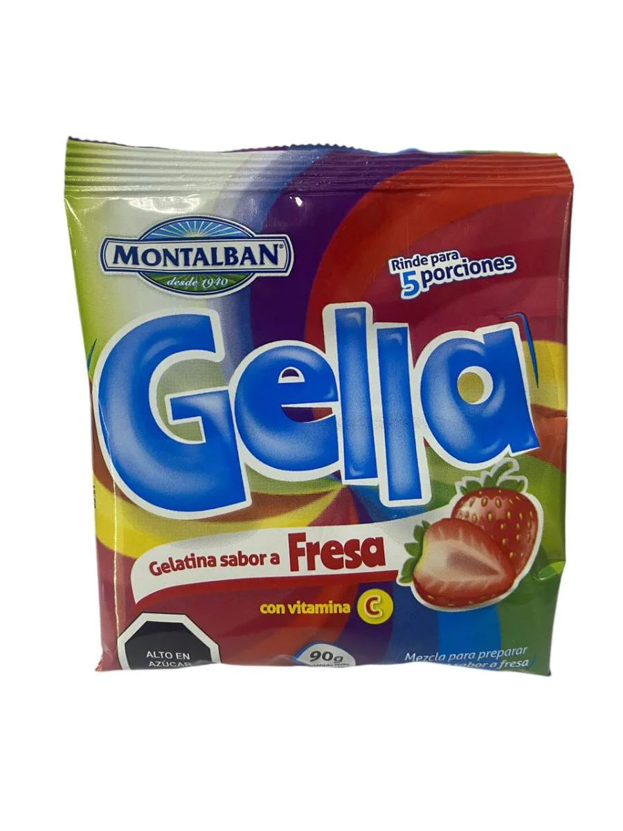 Gelatina gella sabor a fresa montalban 90g miniatura 2