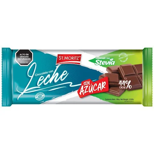 Chocolate de leche sin azucar c/stevia st. moritz 100gr miniatura 1