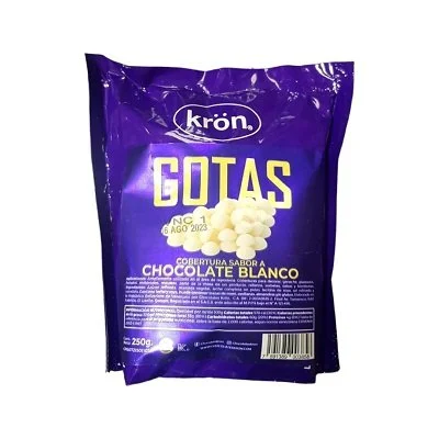Gotas cobertura chocolate blanco kron 250 gr miniatura 1