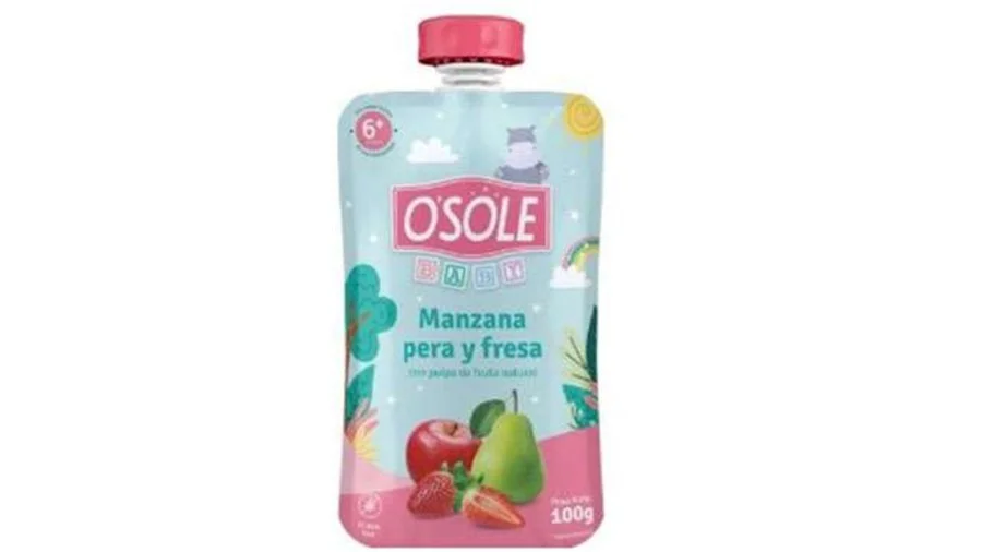 Compota pouch manzana pera y fresa osole 100 gr