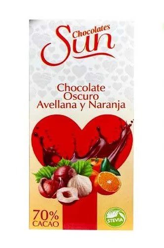 Chocolate oscuro con avellanas y naranja sun 100g miniatura 2