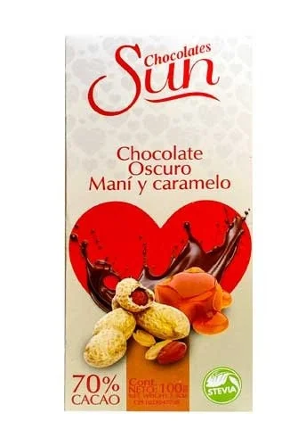 Chocolate oscuro mani y caramelo sun 100 gr miniatura 2