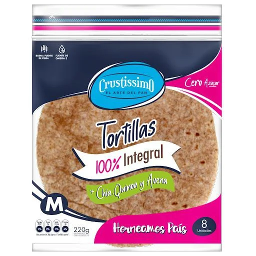 Tortillas integrales de chia, quinoa y avena crustissimo 220g