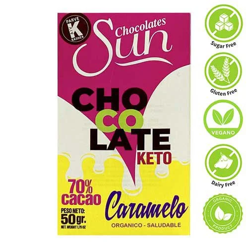 Barra de chocolate oscuro keto con caramelo sun 50g miniatura 2