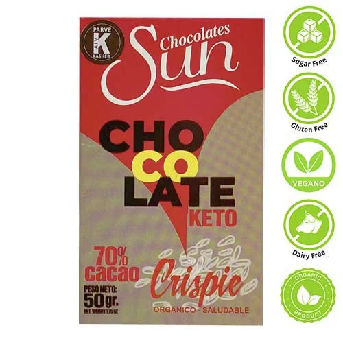Barra de chocolate oscuro keto con crispie sun 50g miniatura 2