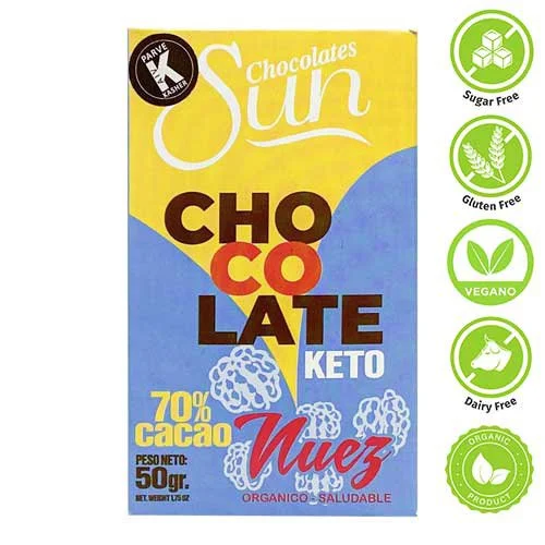Barra de chocolate oscuro keto con nuez sun 50g miniatura 2