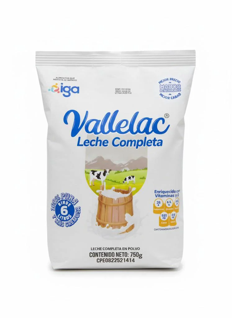 Leche completa vallelac 750g