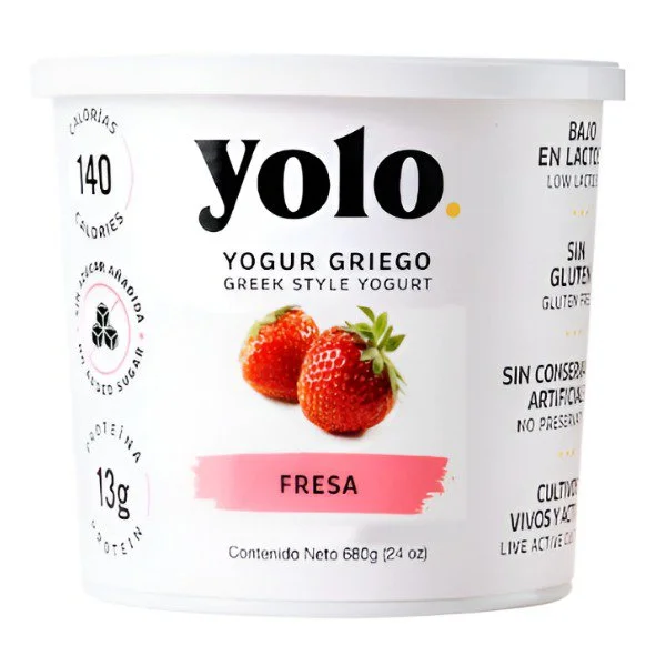 Yogur griego fresa yolo 680 gr