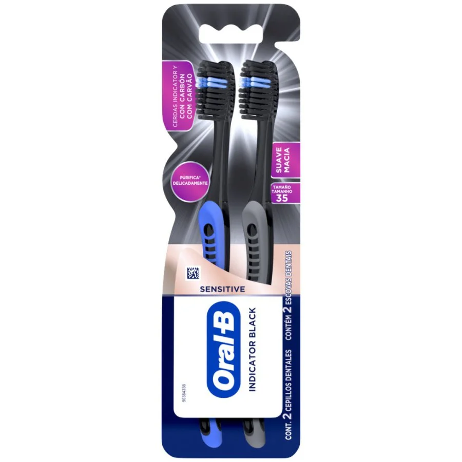 Cepillo dental oral b black sensitive 2 unid miniatura 1