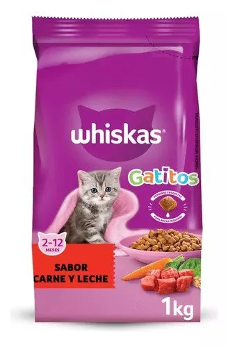 Alimento p/gatito sabor a carne y leche whiskas 1 kg miniatura 2