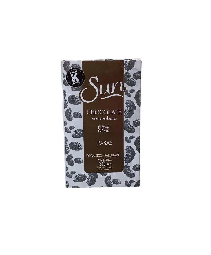 Barra de chocolate oscuro con pasas sun 50g miniatura 2