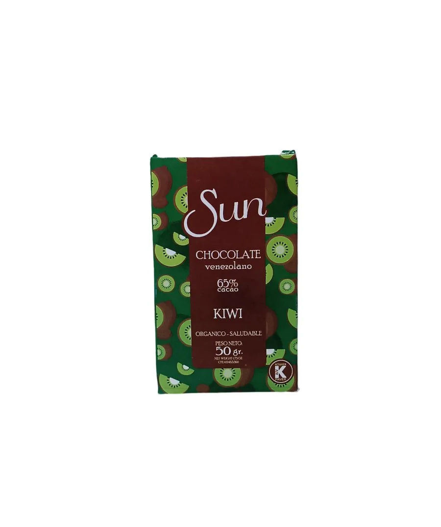 Barra de chocolate oscuro con kiwi sun 50g miniatura 2