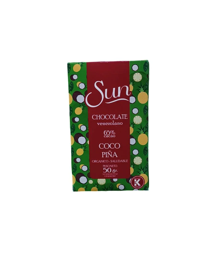 Barra de chocolate oscuro con piña y coco sun 50g miniatura 2