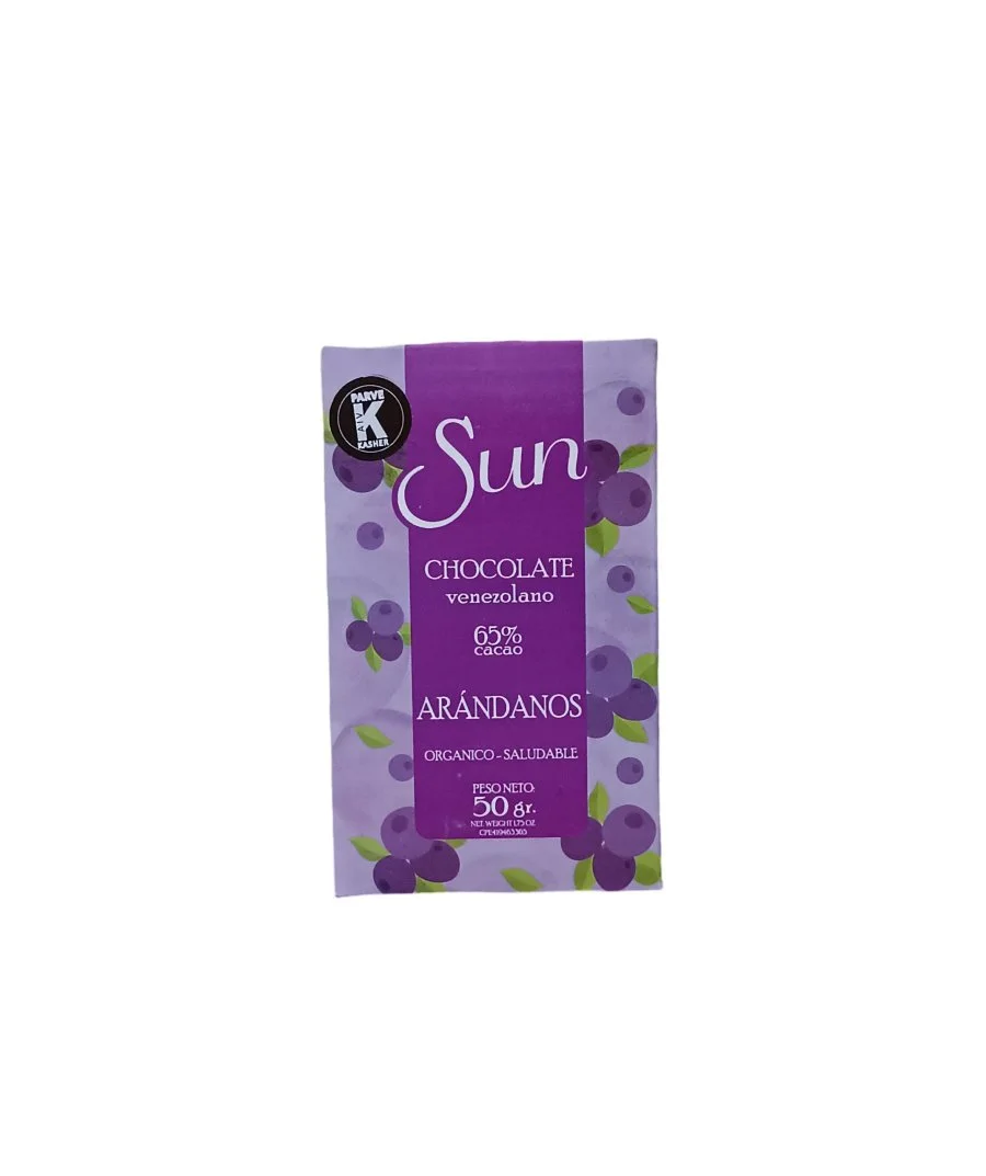 Barra de chocolate oscuro con arandanos sun 50g miniatura 2