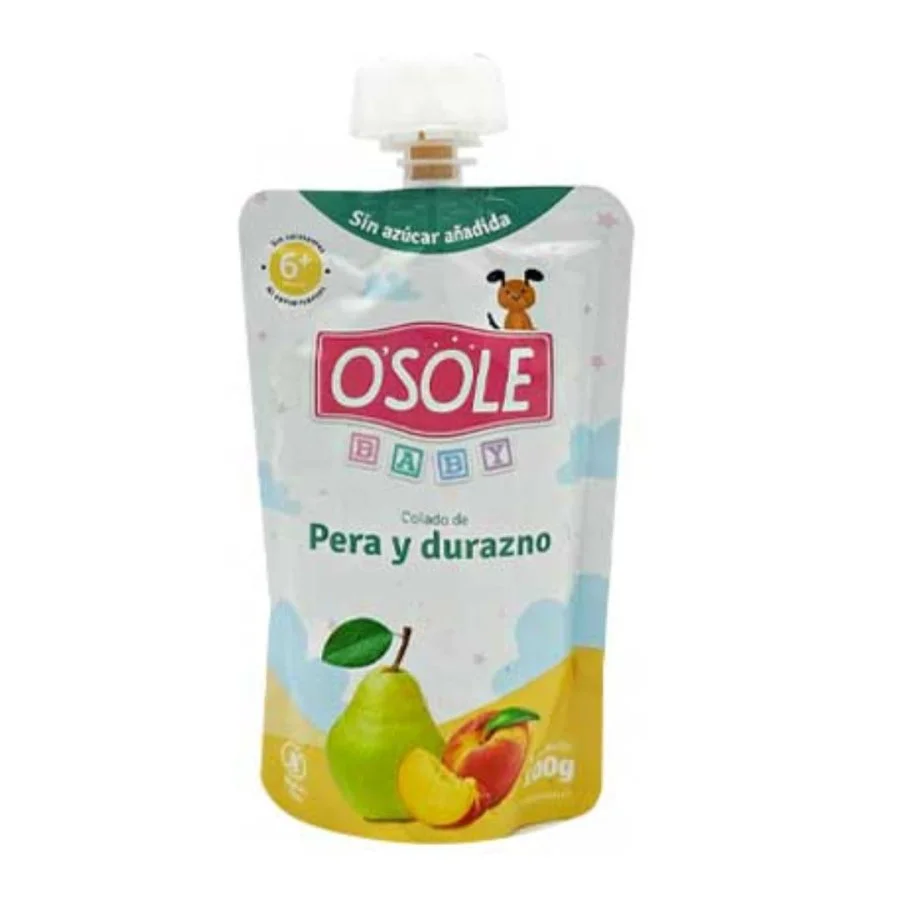 Compota pouch pera y durazno sin azucar osole 100 gr miniatura 2