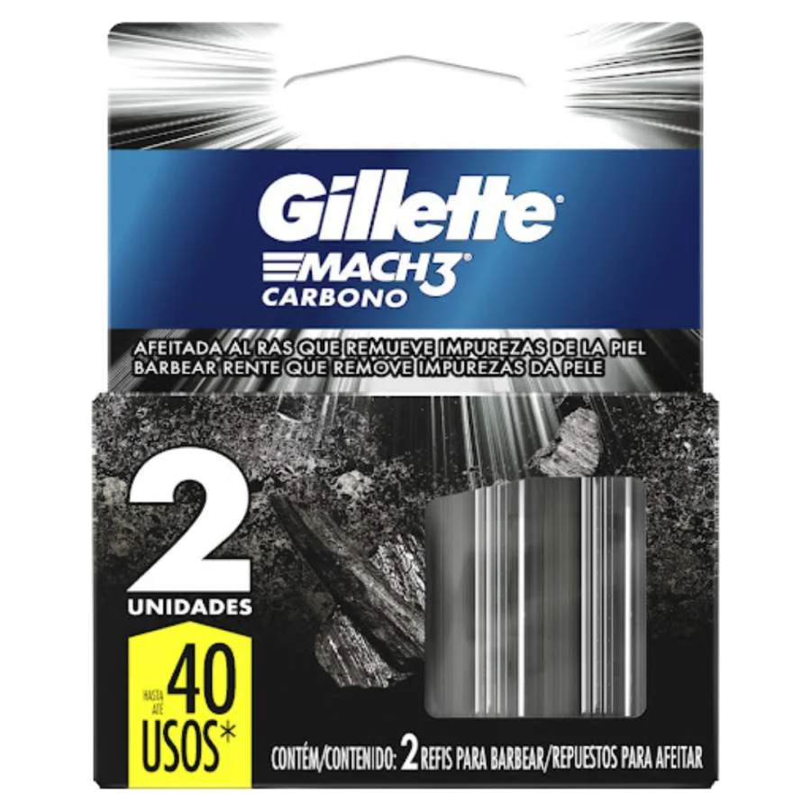 Cartucho gillette mach3 carbono x2 uni 16g